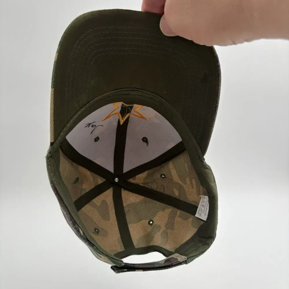 Camo Baseball Cap Gold Star Embroidered Adjustable Hunting Military Style Ha